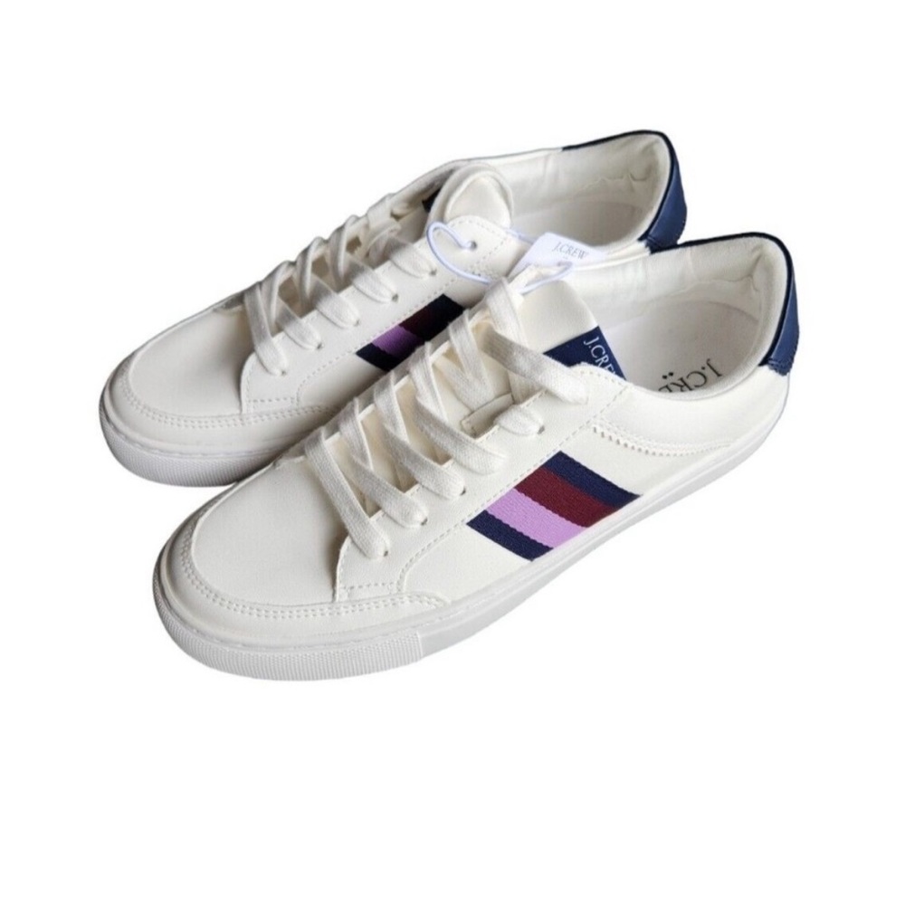 JCREW - WHITE & STRIPED “ROAD TRIP” SNEAKERS - Picture 2 of 9
